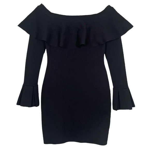 Endless Rose Knit Bodycon Off The Shoulder Long Sleeve Mini Dress Size S - Picture 1 of 5